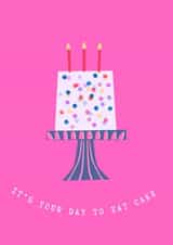 Birthday cake card girlie woman’s pink created by Melmade Stationery