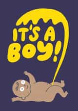 Funny New Baby Card - It's A Boy - Pee 1001 created by Stoats & Weasels