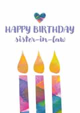 Colourful Birthday Card - For Sister-In-Law - Candles created by size3art
