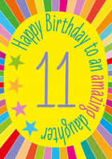 Fun 11th Birthday Card - For Daughter - Colourful Stars created by size3art