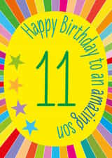 Fun 11th Birthday Card - For Son - Colourful Stars created by size3art