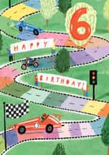 Cute 6th Birthday Card - For Him - Racing Car Track created by Louise Tiler