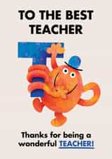 Cute Thank You Teacher Card - Mr. Tickle - Mr. Men created by Mr. Men