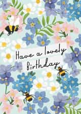 Pretty Birthday Card - For Her - Wild Flowers and Bumble Bees created by Rebecca Grantham