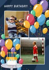 Personalised Birthday Photo Card created by Evie Garnett Designs - Classic Birthday Card - For Kids - Cake and Balloons