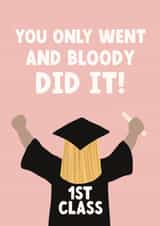 Cute Graduation Card - For Her - 1st Class Degree created by Giddy Kipper