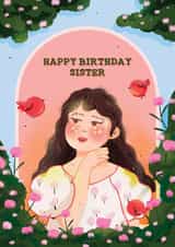 Cute Little Princess Portrait Card - For Sister - Happy Birthday Card created by Zove Ahh