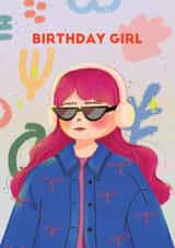 Portrait of stylish girl - For her - Birthday Card - Ribbons created by Zove Ahh
