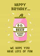 Funny Birthday Card for Sober Celebrations - Alcohol Free Beer created by Lucy Maggie Designs