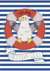 Cute Seagull Birthday Card - Ahoy - Nautical themed created by Spells and Spindles