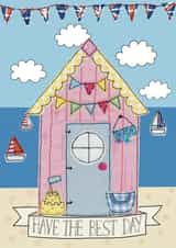 Best Day - Beach Hut -Seaside Greeting Card created by Spells and Spindles