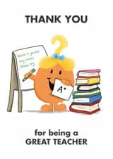 Cute Thank You Card - Teacher - Little Miss Curious - Mr. Men created by Mr. Men