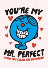 Funny Anniversary Card - Mr. Perfect - Mr. Men - Clean the Bathroom created by Mr. Men