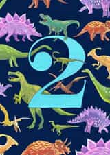 Cute dinosaur card for boy or girl turning two today created by While Sadie Sleeps