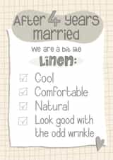 Funny 4th Anniversary Card - Cheeky Linen Anniversary Card For Husband or Wife created by Presents Felt