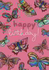 Cute pink butterfly card for little girl birthday - blank for your message created by Plant Based Paintings