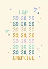 Classic Thank You Card - So So So So So Grateful - Playful Type and Doodles created by Rebecca Prinn