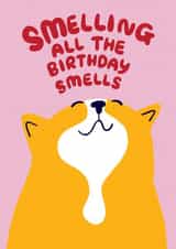 Cute Birthday Card - For A Cat/Dog Lover - Smelling the Birthday Smells created by Able And Game