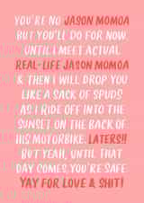 Funny Card For Boyfriend or Husband - Birthday - Anniversary - Jason Momoa created by Violet and Alfie