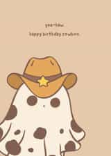 Cowgirl birthday card - cute cowboy ghost - spoopy birthday card created by Bloo House