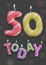 Classic Birthday Card - 50th - Candles created by Art Thunderclap