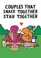 Funny Mr. Men Anniversary Card - Couples That Snack Together Stay Together created by Mr. Men
