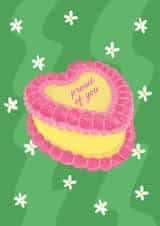 Cute Congratulations Well Done Card - Proud of You Vintage Heart Cake Card created by byRosybum