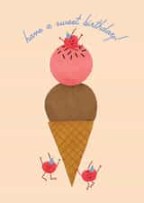 Adorable Ice-Cream Cone Birthday Card - Ice Cream-Lover created by Emma Brooks Creative