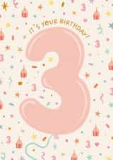 Cute Birthday Card for a Little 3 Year Old created by The Pattern Press