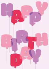 Cute Birthday Card - Pink and Purple Balloons created by Dicky Bird