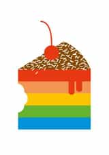 Contemporary Birthday Card - Rainbow Cake created by Dicky Bird