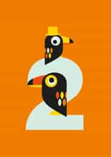 Cute Birthday Card - 2nd - Toucans created by Dicky Bird
