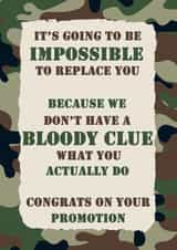 Funny Military Card - Promotion - Camouflage Design created by Jolly Ginger Cards