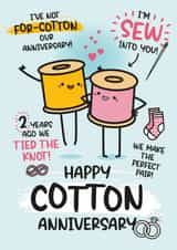 Cute Anniversary Card - 2nd Anniversary - Funny Card For Cotton Anniversary created by Twisted Haggis