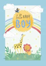Cute New Baby Card - Jungle under the Sun - Hello Baby Boy created by Orchard Design House