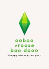 Funny Birthday Card - Sims Ooboo Vroose Baa Dooo created by Tillie Rose Studio
