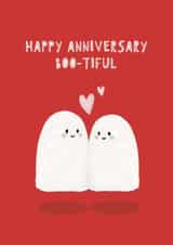 Happy Anniversary Boo-tiful cute ghosts card created by Giddy Kipper