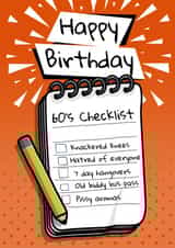 60th Birthday Card | Funny 60 Card | 60’s Checklist | Rude Birthday Card created by Millstones & Moor