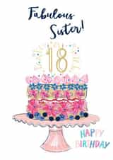 Sister 18th birthday cake card created by Katie Phythian Design