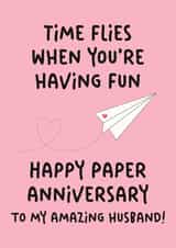 Cute 1st Wedding Anniversary Card - For Husband - Paper Anniversary created by Stuck Shop Gifts