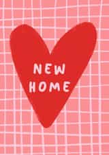Cute Pink and Red New Home Card - Love heart - Typography - New Beginnings created by Print & Pigment