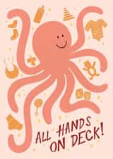 Cute Baby Shower Card - New Baby - Octopus - All Hands On Deck created by Hey Bungalow Designs