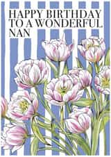 Classic Birthday Card - For Nan - Stripe Floral Flower created by Petal & Paper Co. 
