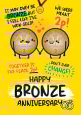 Cute Anniversary Card - 8th Anniversary - For Bronze Anniversary created by Twisted Haggis
