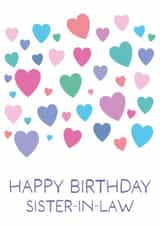 Cute Birthday Card - For Sister-In-Law - Colourful Hearts created by size3art