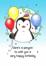Penguin birthday card created by by Kate Elford