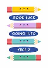 Cute Good Luck Card - First Day - Going into Year 2 - Back to School Card created by Joanne Hawker