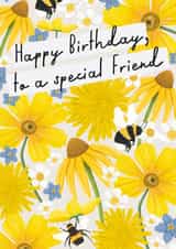 Pretty Birthday Card - For Special Friend - Floral & Bumble Bees created by Rebecca Grantham