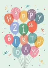 Classic 21st Birthday Card - Bunch of Balloons created by Orchard Design House