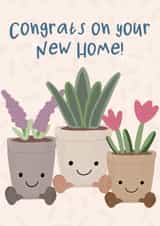 New Home - Cute Jellycat plush plant inspired housewarming card created by Pink Sky Studios